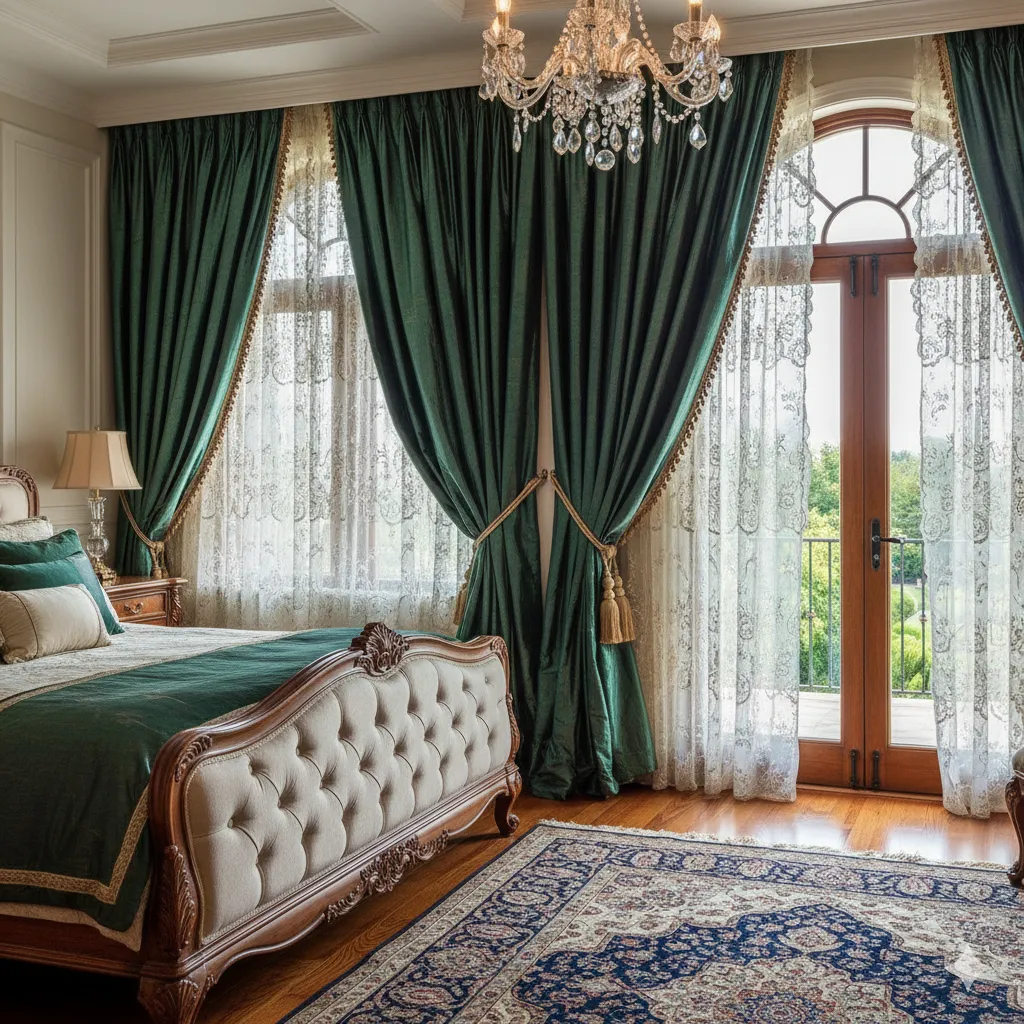 Luxurious curtains in a master bedroom